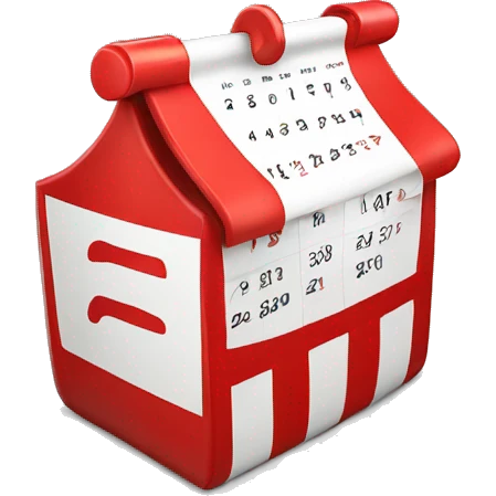 Toon 3D red and white calendar icon emoji