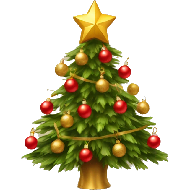golden christmas tree with red balls emoji