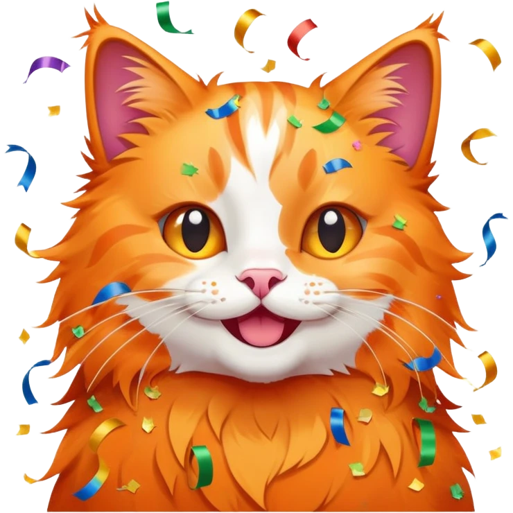 Cat with confetti and streamers celebrating emoji