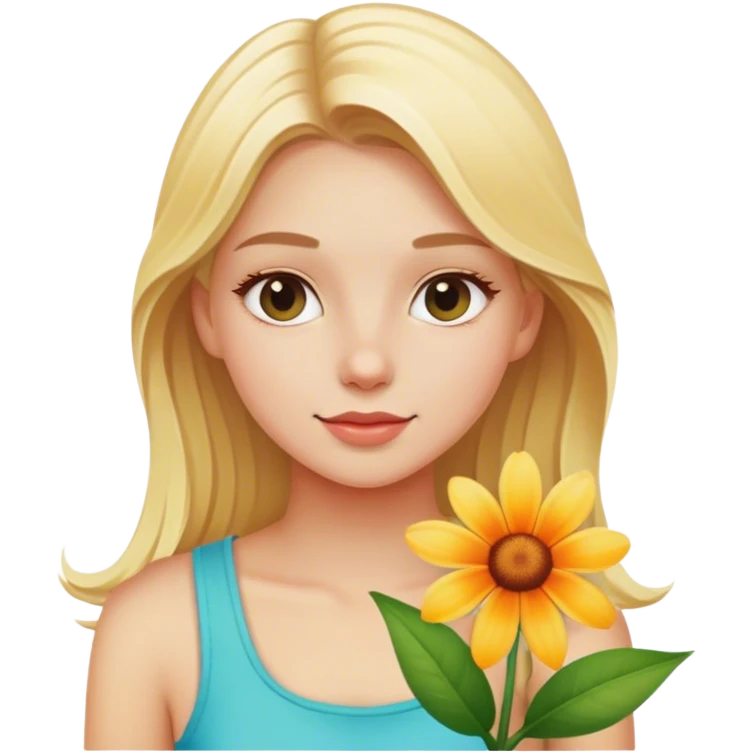 Blonde girl with vacation flower emoji