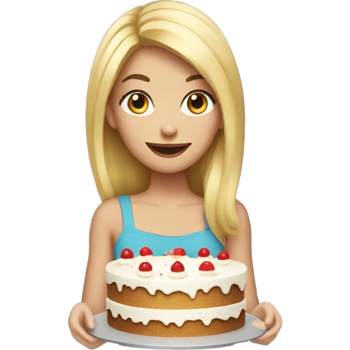 Blondy girl with cake emoji