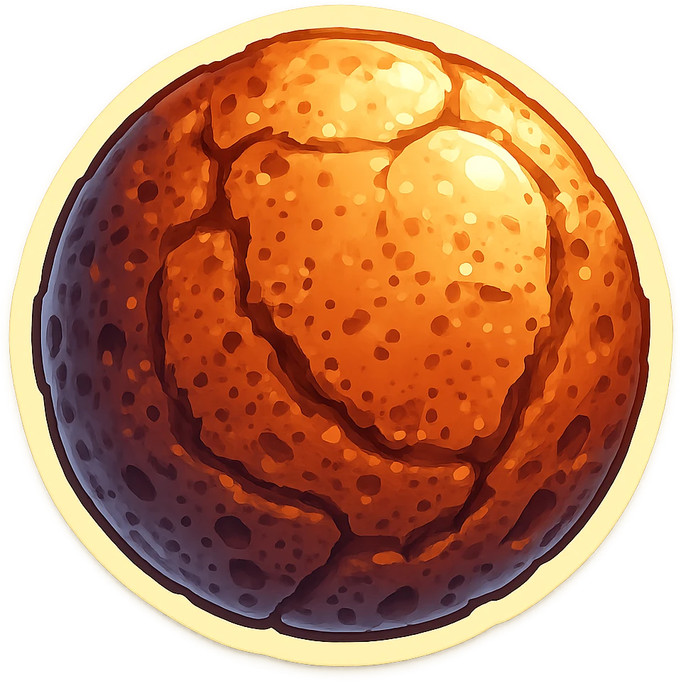 Add more rocky details, deeper pitted marks, and rougher patches to the Mercury planet emoji, keeping the same retro stickers style and transparent background. emoji