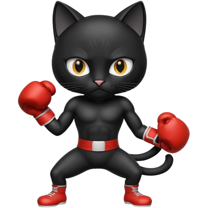 Black cat wearing boxing gloves emoji