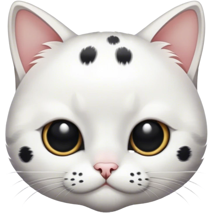 White cat with black spots covering eyes emoji