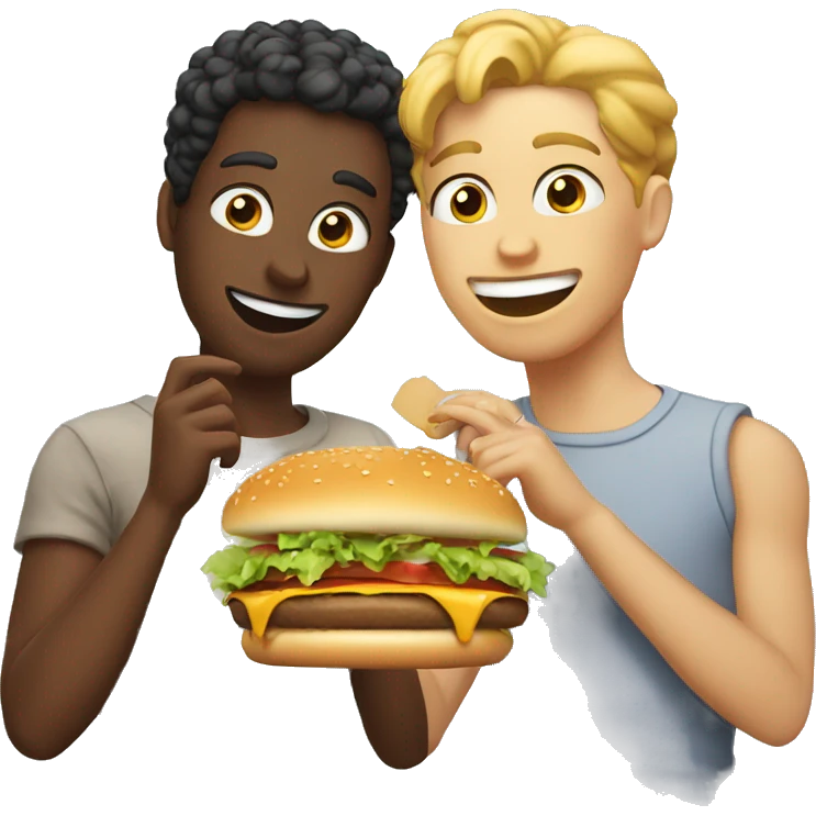 Best friends eating a burger emoji