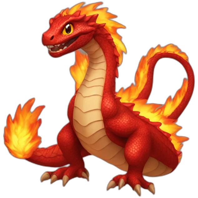 Red fire Serpant with wingsand no arms emoji