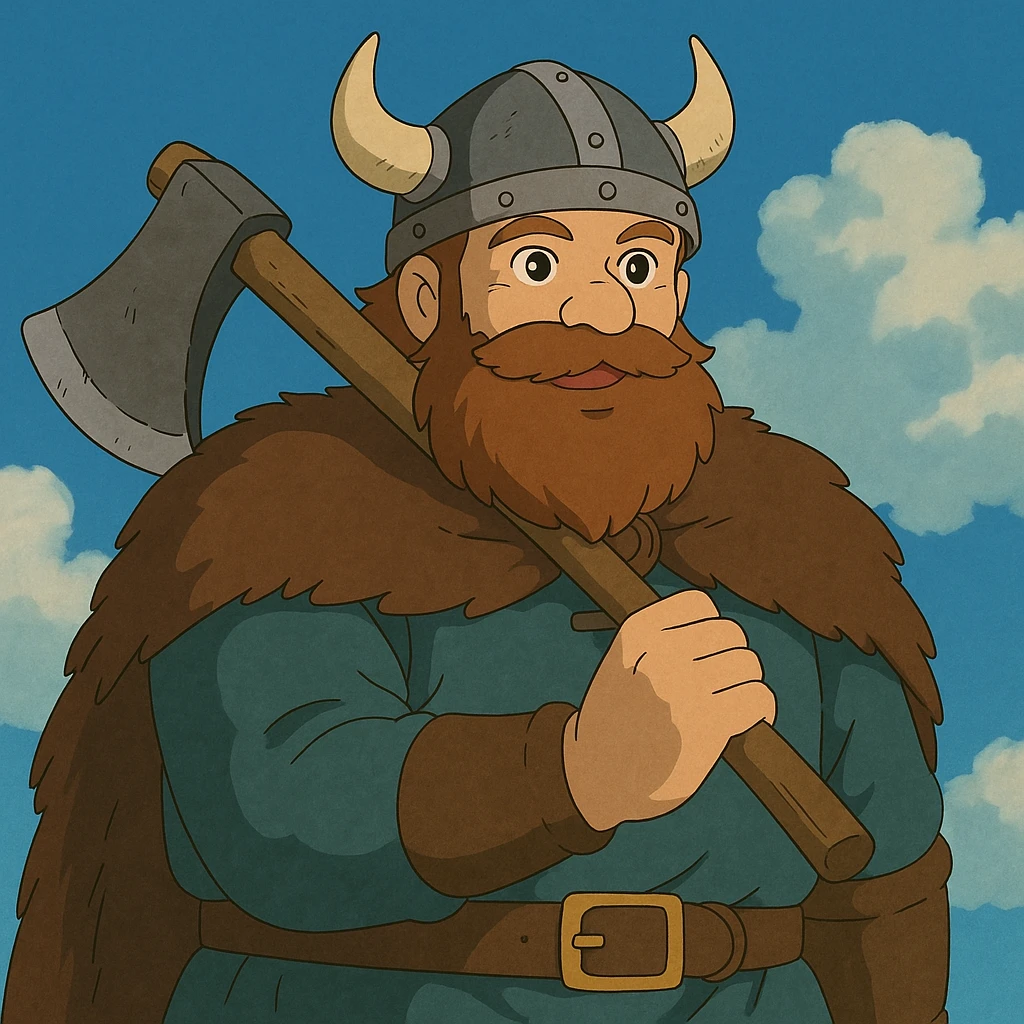 viking character, ghibli style emoji