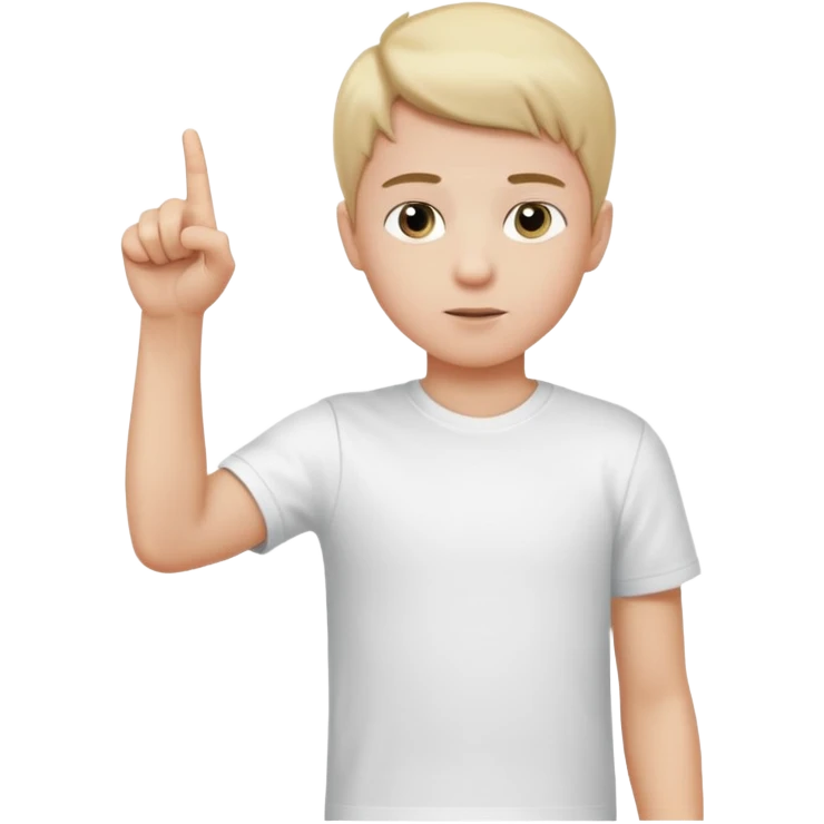 A boy poitning at someone next to him. Full body. Arm straight. emoji