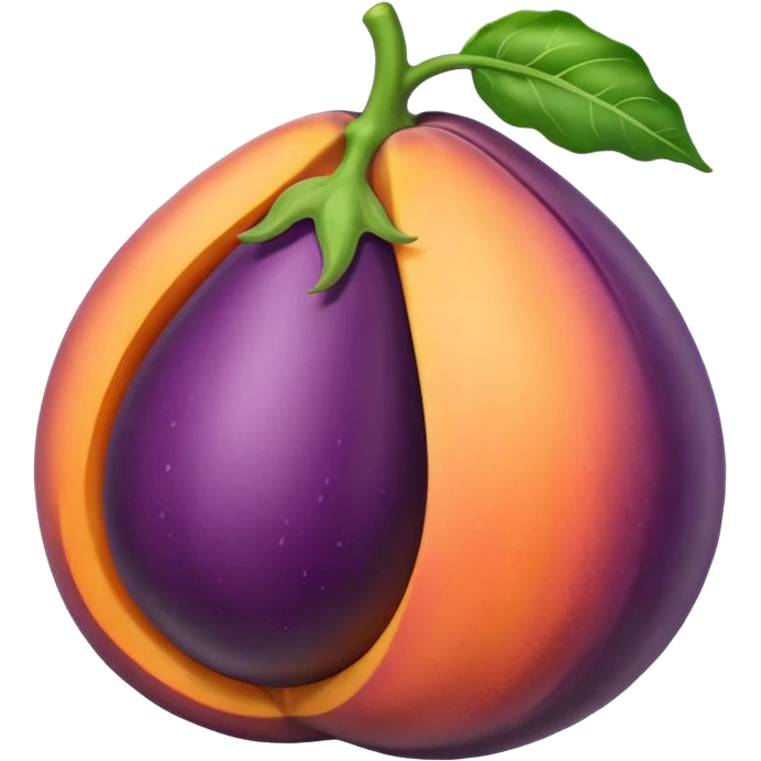 an eggplant inside a peach emoji