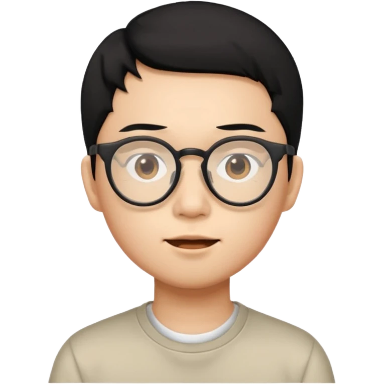 Asian, black hair, glasses, fully naked, Nude man, penis, testicles, boyish, ass sticking out, asshole, butthole, no muscles emoji