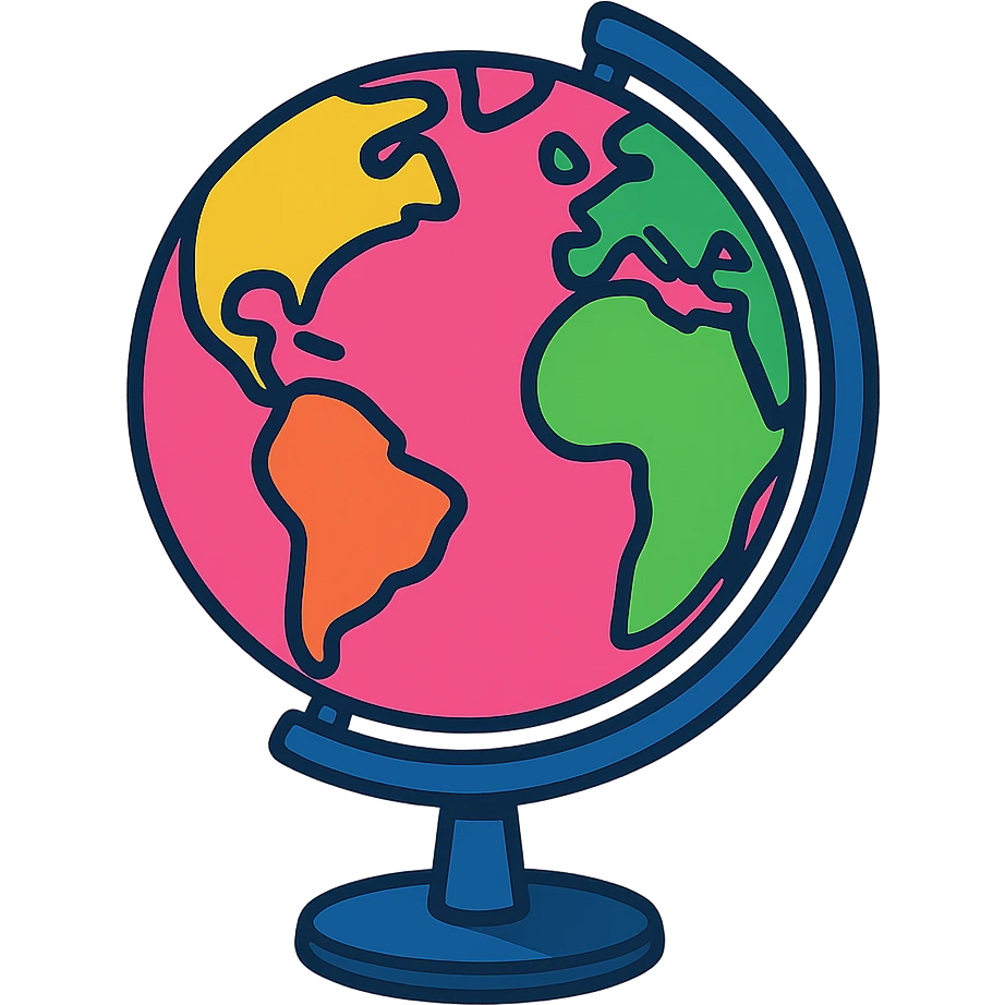 cartoon style pink globe, vibrant toon style emoji