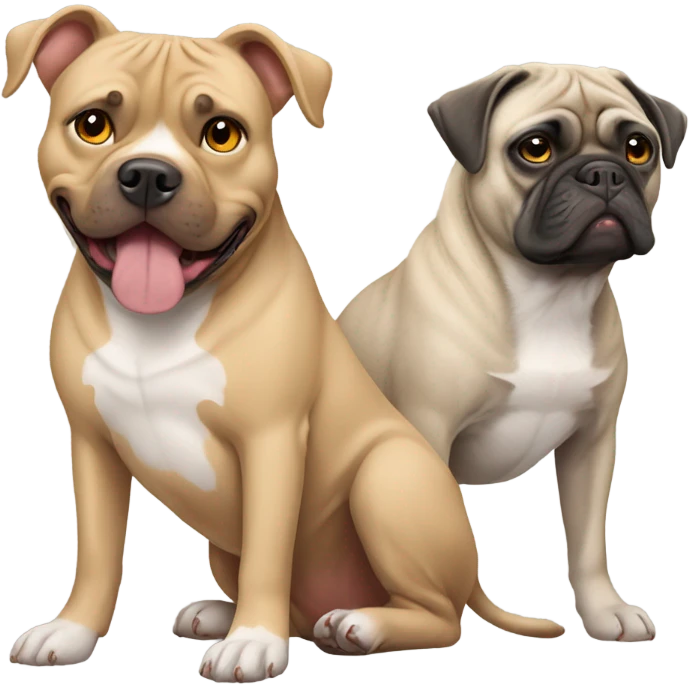 Grey Pitbull and tan pug emoji