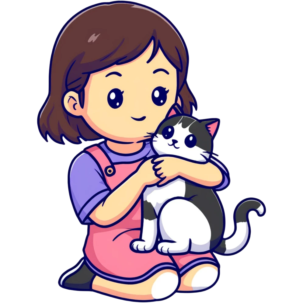 cute girl petting cat emoji