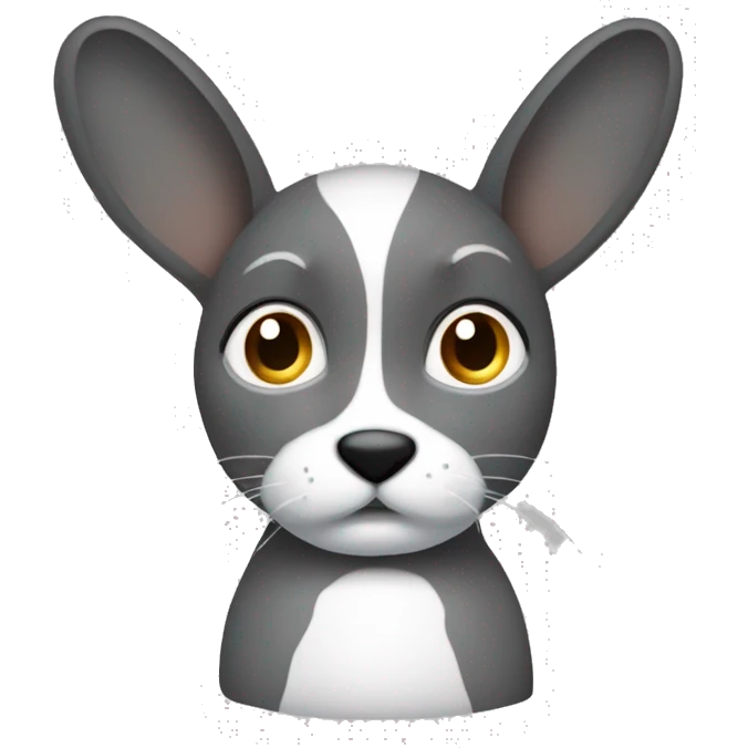 en grå kanin som håller i en morot med sina tassar emoji