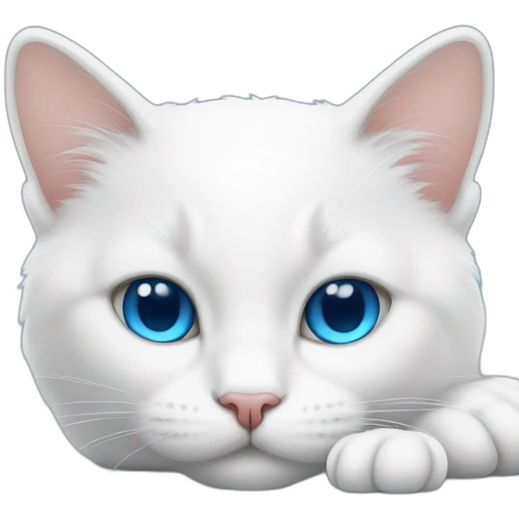 white cat with blue eyes is sleeping emoji