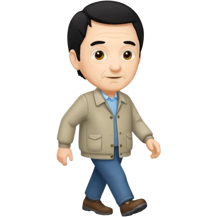 señor muy mayor pelo negro camina sin bigote emoji