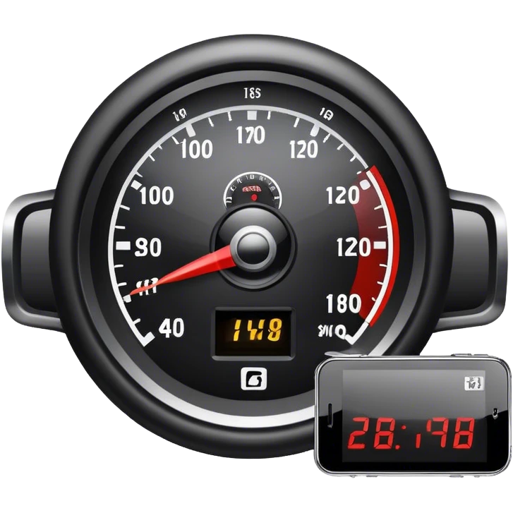 An icon showing a racing game interface, inspired by Grand Turismo. The design features a garage with a selection of high-performance cars, along with race track visuals in the background. Speedometer, lap timer, and other HUD elements add to the excitement. Transparent background emoji