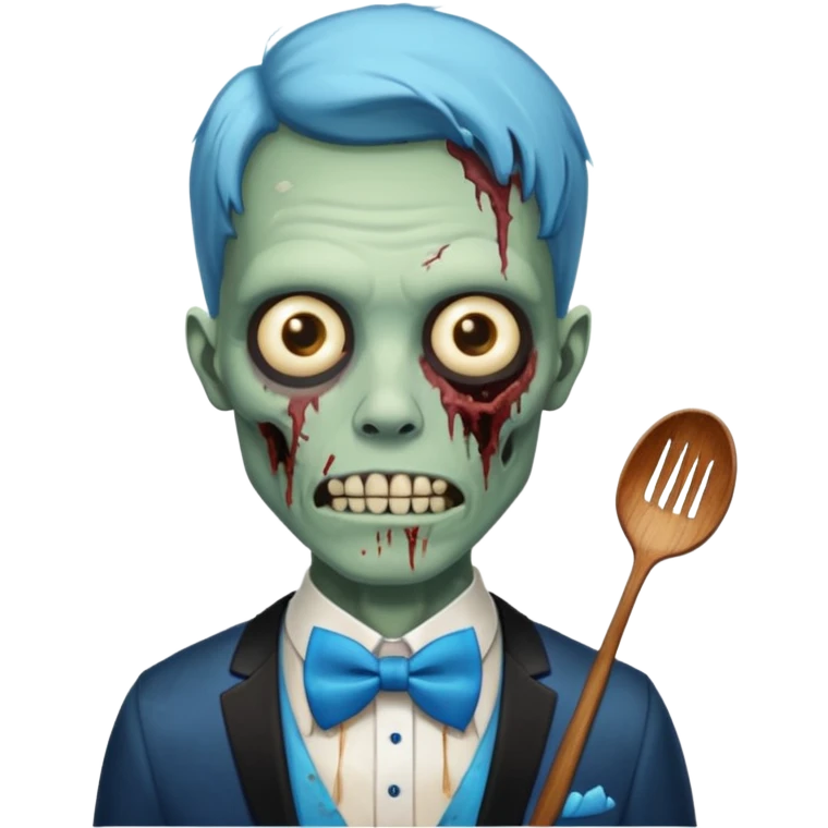 zombie zombie waiter with blue bow tie emoji