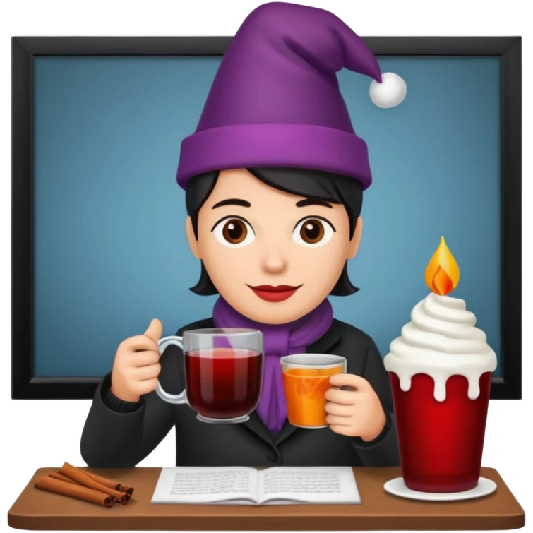 mulled wine party at work desk emoji