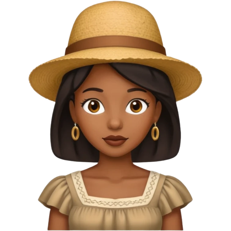 black woman with hat dress emoji
