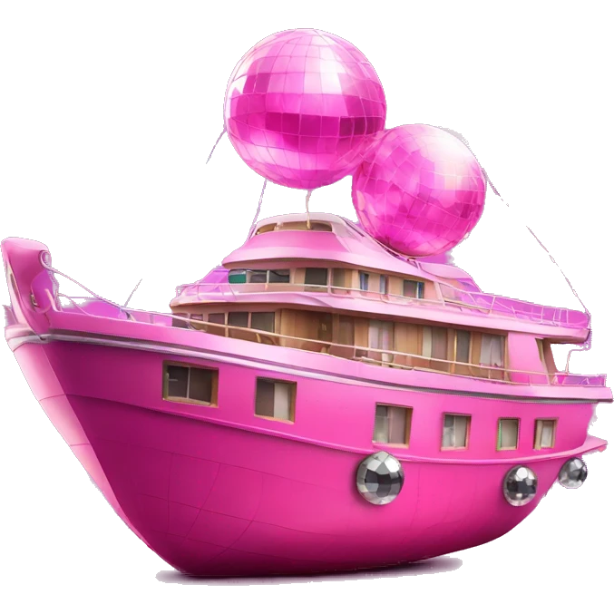 Large Pink Party Boat Realistic With Disco Ball emoji