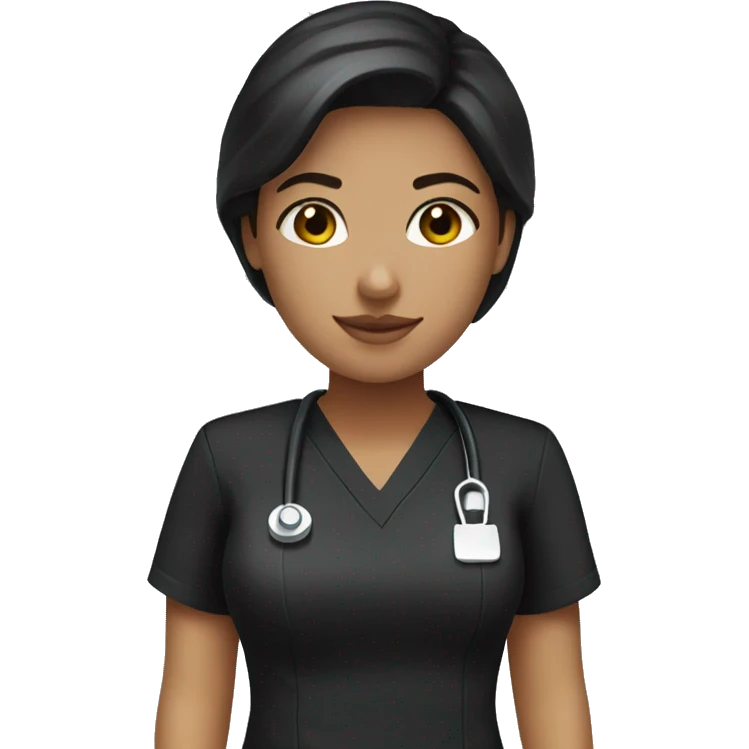 brunette nurse with black scrubs emoji