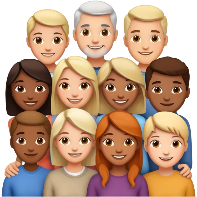 Group of diverse smiling figures, some close together, others slightly spaced – friendly, casual social circle emoji