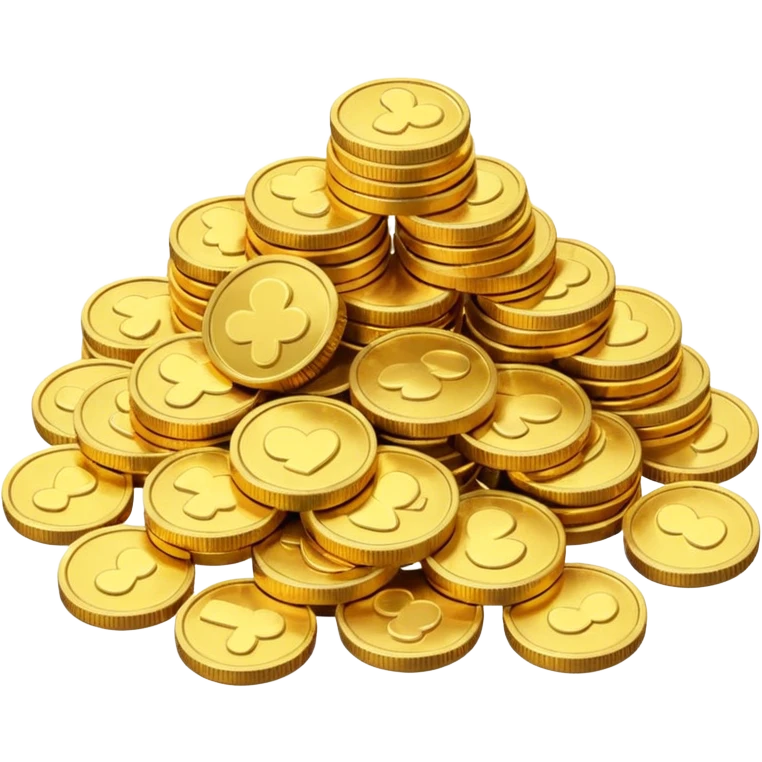 small pile of gold coins, 3D emoji style, shiny gold, no symbols, no text,  emoji