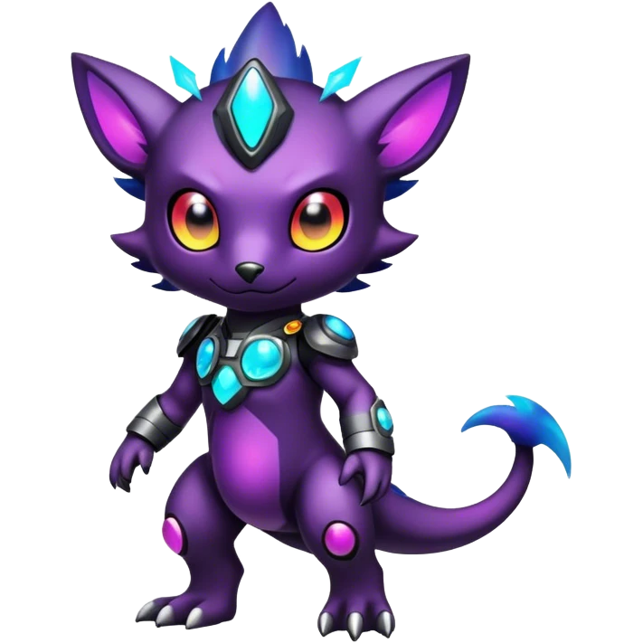 Cute cool colorful dark nebula fantasy-Digimon-animal-hybrid full body emoji