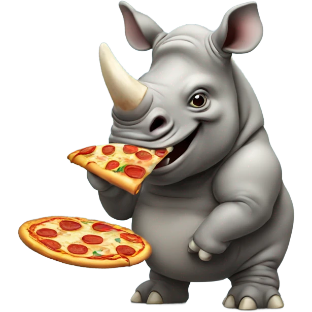 rhino eating a pizza emoji