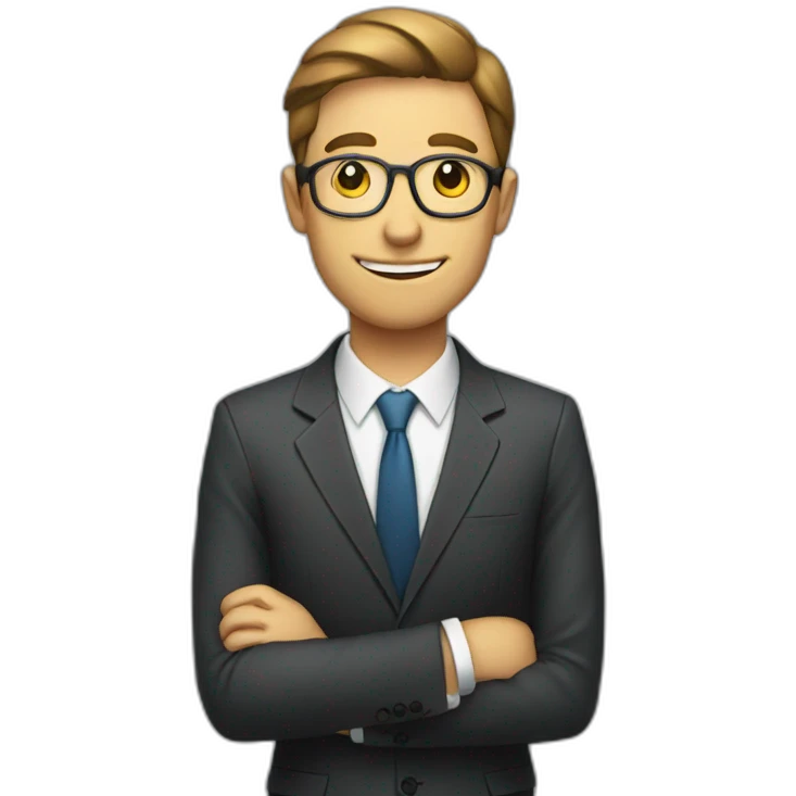 a man in a suit holding a clock emoji