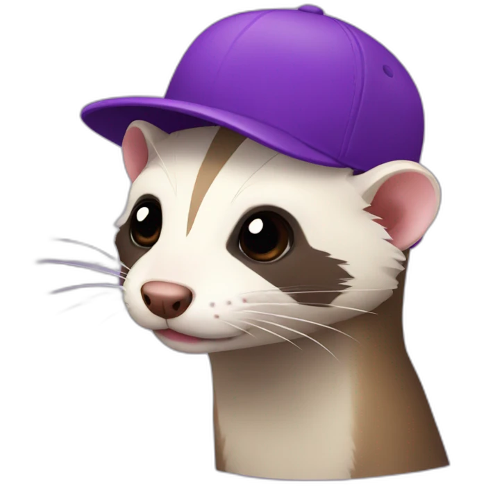 Ferret with purple cap backwards emoji
