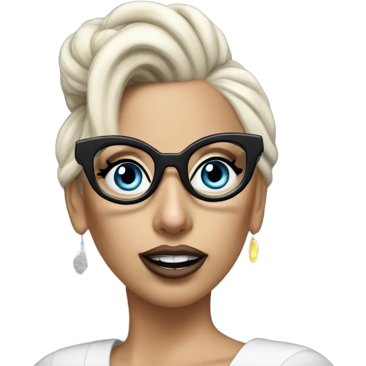 Lady gaga blue eyes black glasses realistic updo talking on the phone  emoji