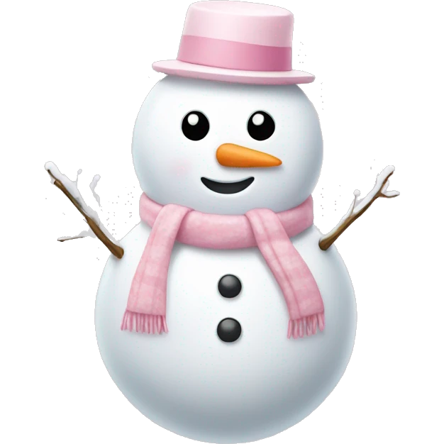 Cute white and light pink snowman emoji