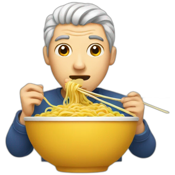 Man eating noodles emoji