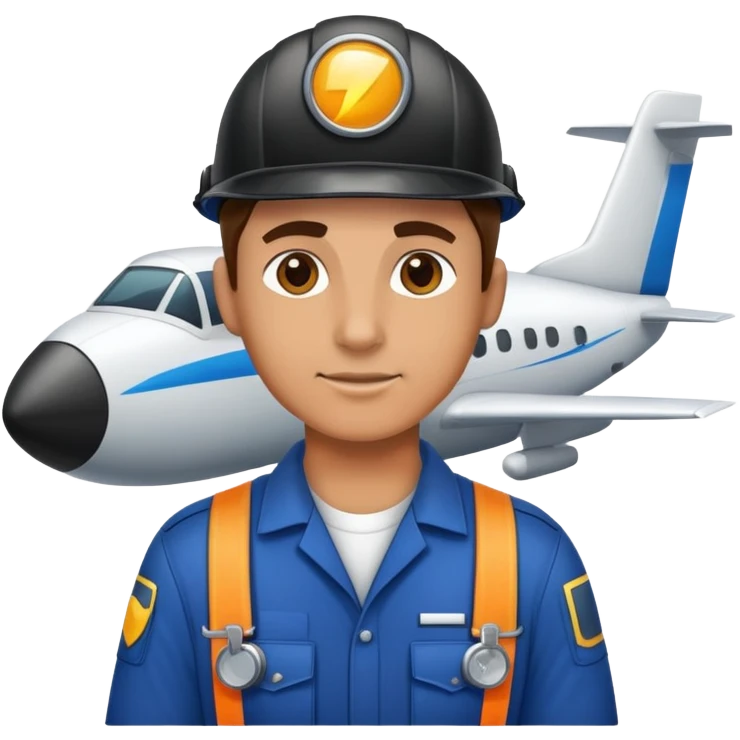Aircraft mechanic with electric equipment emoji