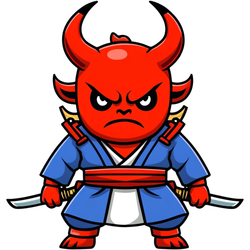 Menacing devil samurai with sharp horns emoji