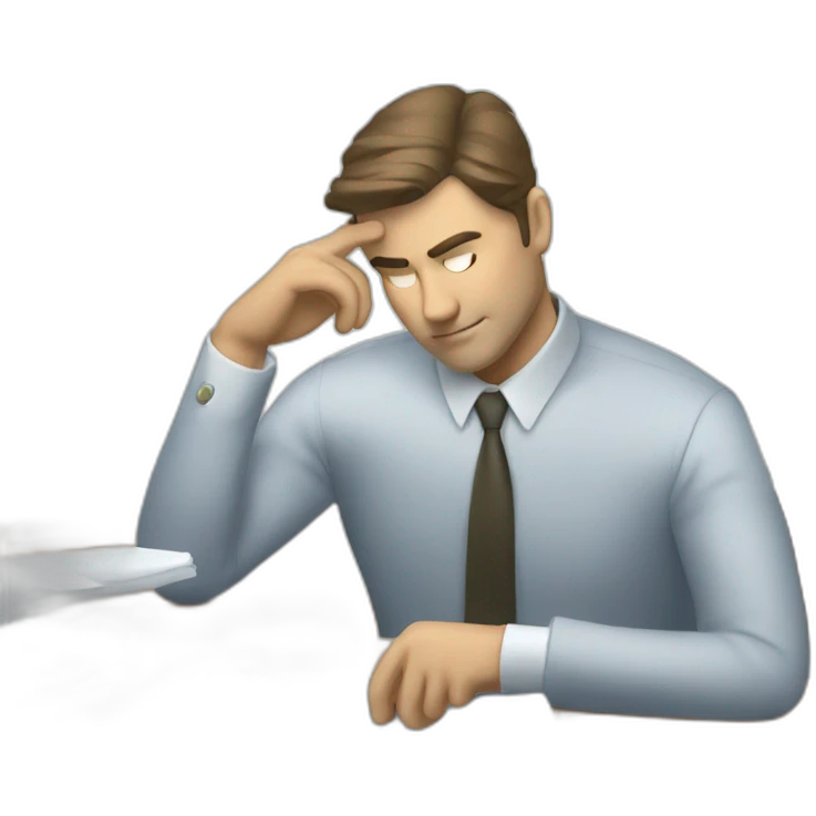 pensive business man checking balance sheets emoji