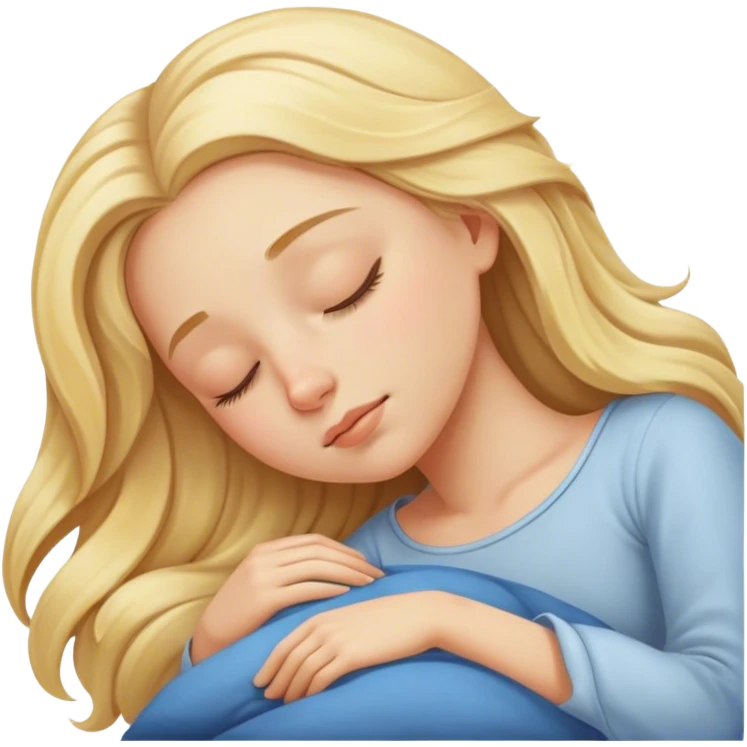 blonde girl with long hair sleeping emoji