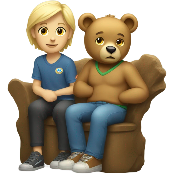 a blonde bear with a biy emoji