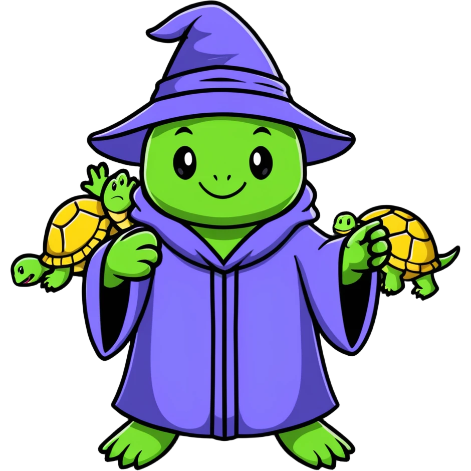 wizard surrounded by turtles emoji
