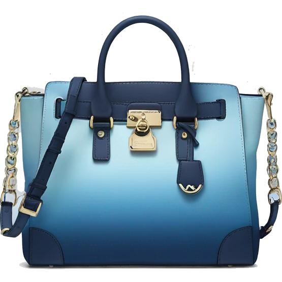 Realistic isolated light blue to navy blue ombre michael kors satchel purse.  emoji