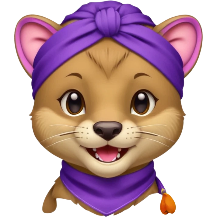 Fossa animal wearing a purple bandana on his forehead from league of legends laughing emoticon emoji