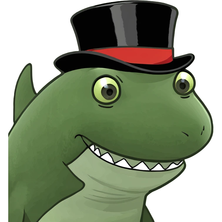 Shark with a top hat emoji