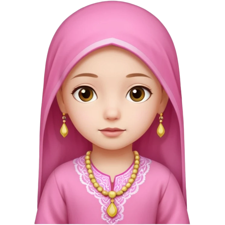 Cute little girl wearing pink clothes and feeling calm poster with Ghabali design emoji