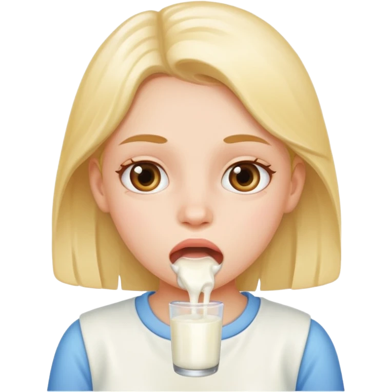 Girl with milk inside her mouth emoji