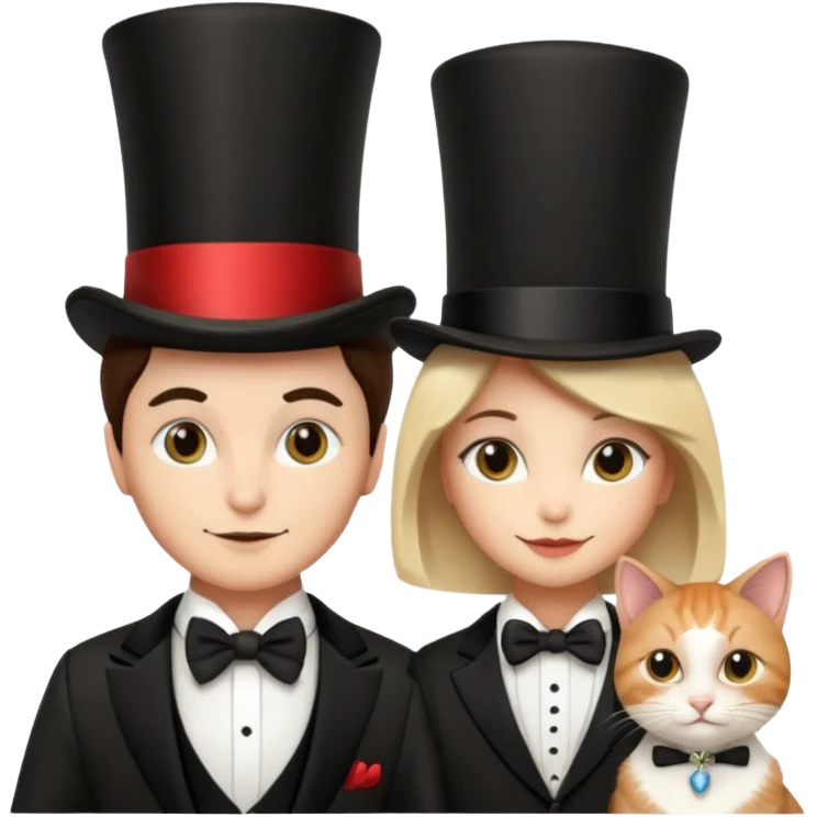 magician couple and their pet cat emoji
