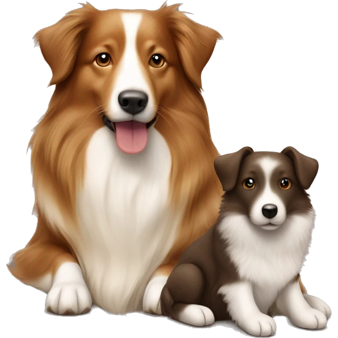 Shetland sheepdog and brown Labrador sitting emoji