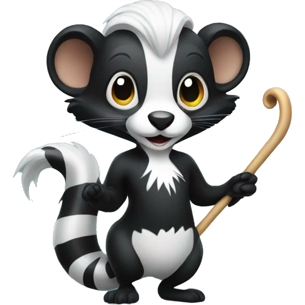 Skunk with fancy cane emoji