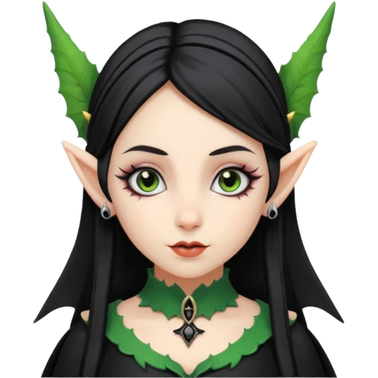 Goth girl Halloween with elf ears  emoji